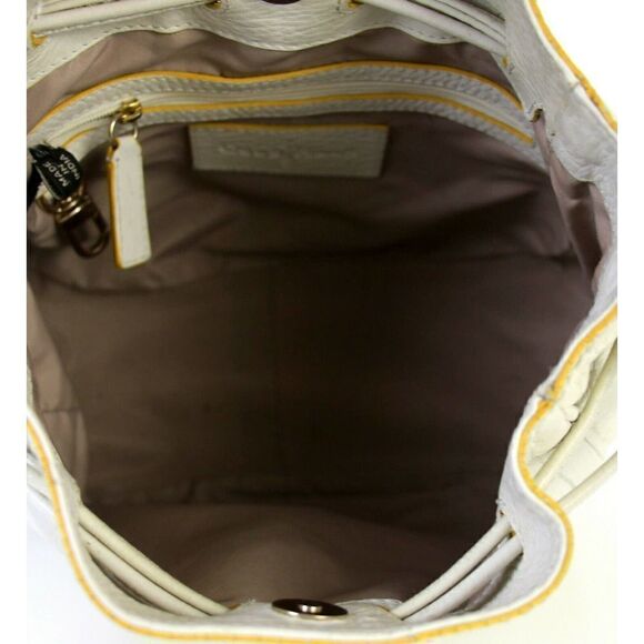 COLE HAAN IVORY OFF WHITE GENUINE LEATHER DRAWSTRING HOBO HANDBAG SHOULDER BAG - Picture 7 of 8